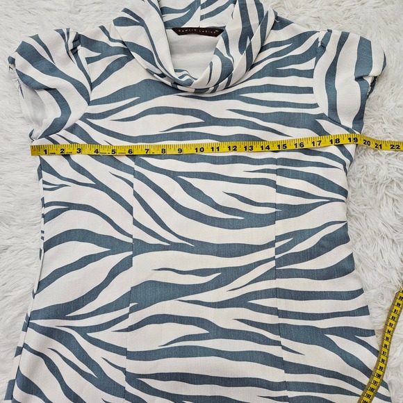 Samlin Ladies Women's Blue Zebra Print Cowl Neck Cap Sleeve Mini Dress. Size XL - Picture 6 of 6